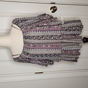 Altar'd State Black Purple Cold Shoulder Top Size S NWT